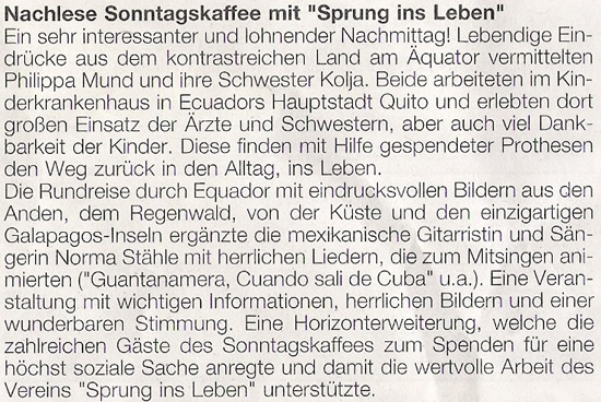 Nachlese Sonntagskaffe
